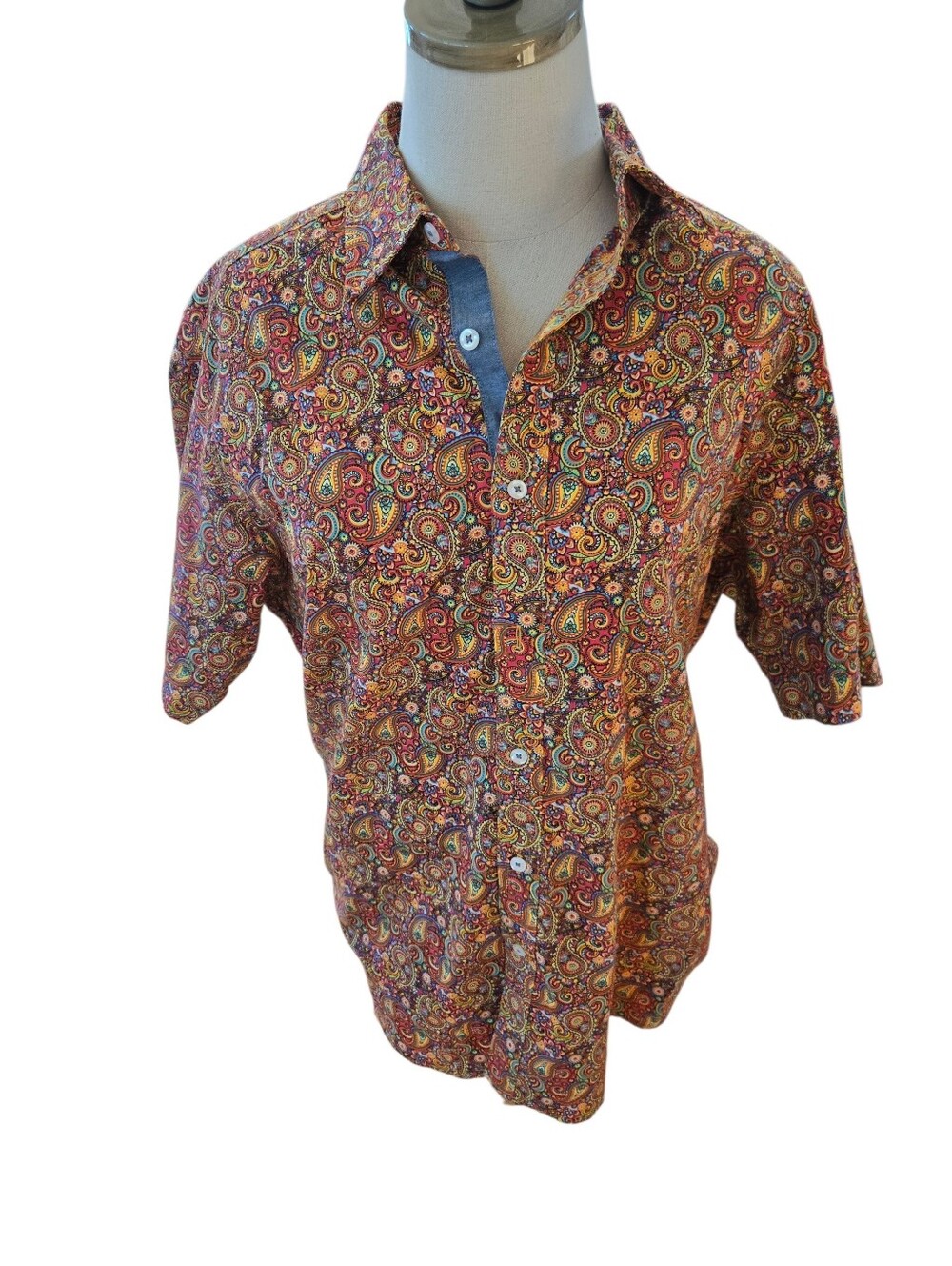 Cremieux Mens Button Down Size Large Paisley Vintage